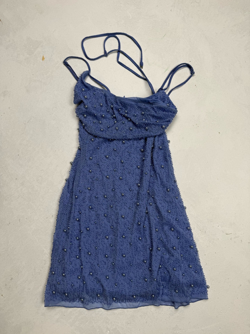 Oh Polly beaded blue mini dress